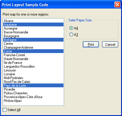 Print Layout Sample Application